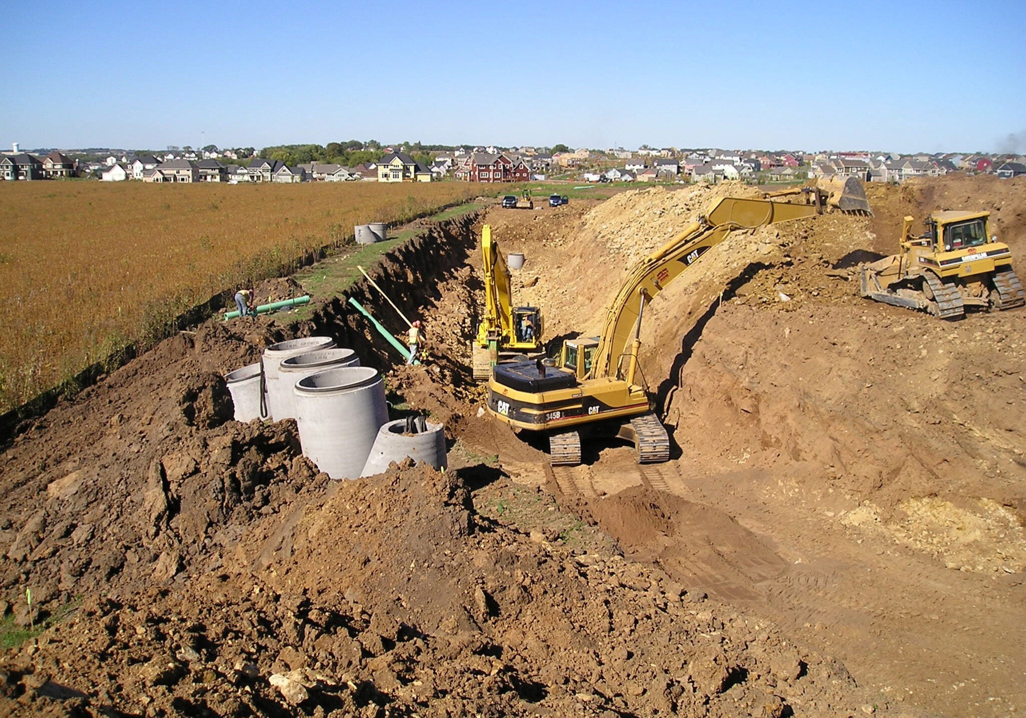 Nodland Construction excavating for a water or sewer line.